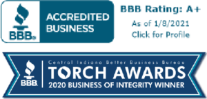 Images of BBB A+ rating and BBB Torch award