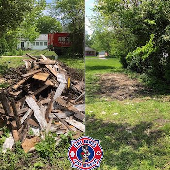 before and after picture of yard waste removal Indianapolis