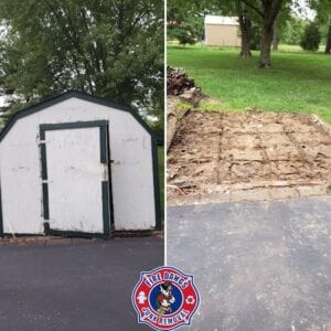 Before and After Picture of Shed Removal Lafayette IN