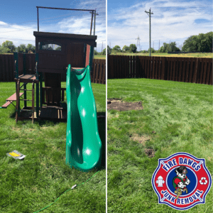 swing set removal fishers before and after picture