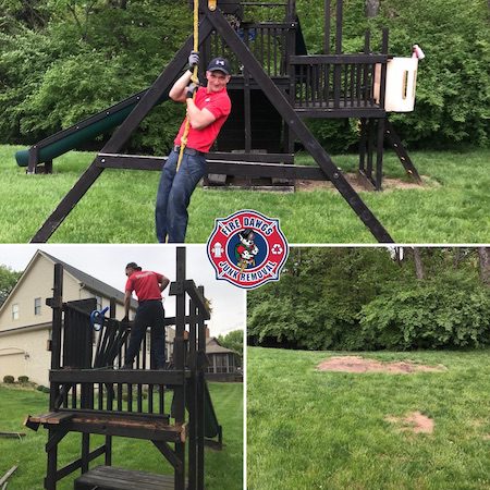 Before and After Picture of Swing Set Removal in Fort Wayne