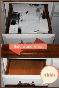 Junk drawer before and after