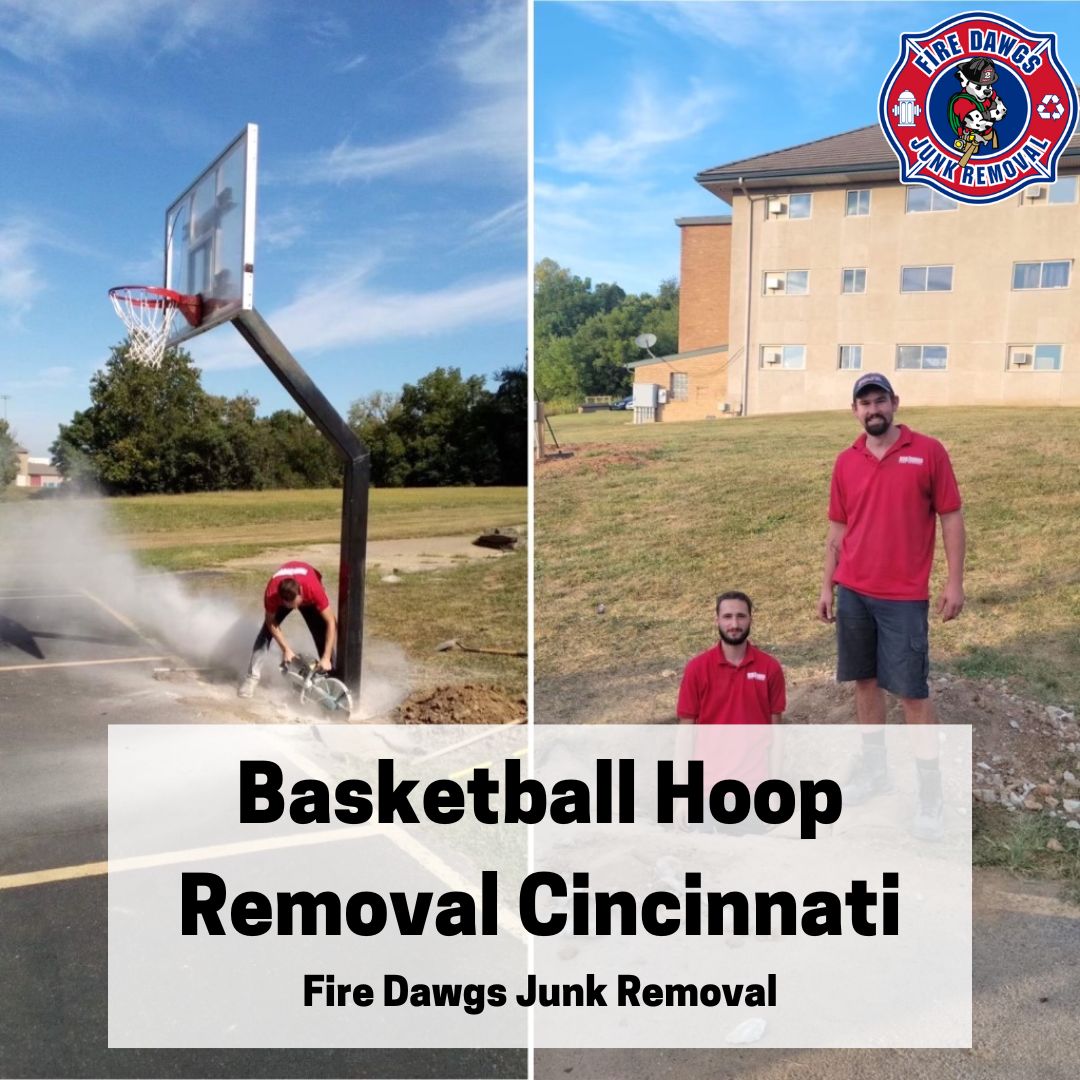A Graphic of a Basketball Hoop Removal Cincinnati