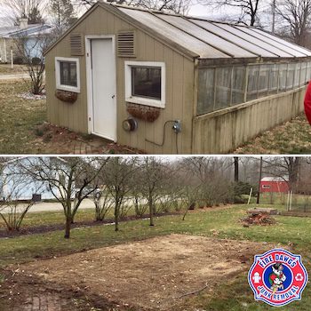 Before and After picture of Greenhouse Removal Indianapolis
